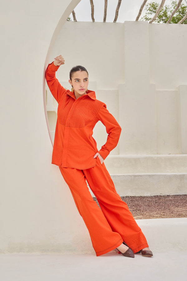 Lava Pleated Co-Ord Set