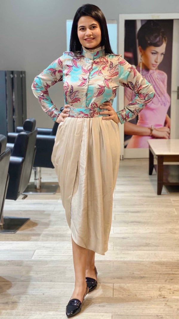 Metallic Drape Dress