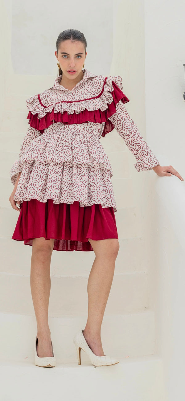 Crimson Ruffle Dress