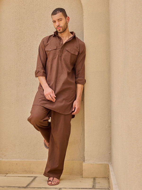 Brown Pathani Kurta