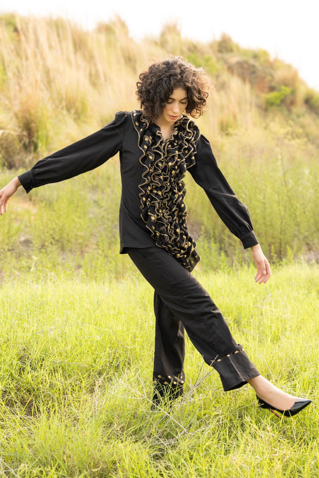 Gold Dust Ruffle Coordinate Set Jorasa India